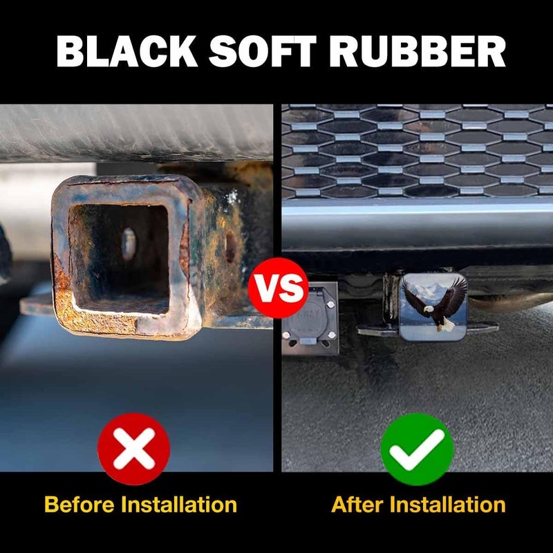 Beabes Bald Eagle Hitch Cover Winter American Eagle River Snow Mountain Rubber Trailer Hitch Cover Receiver Tube Covers Plug Cap Fits 2 Inch Receivers for Pickups Trucks SUVs Cars - Image 5